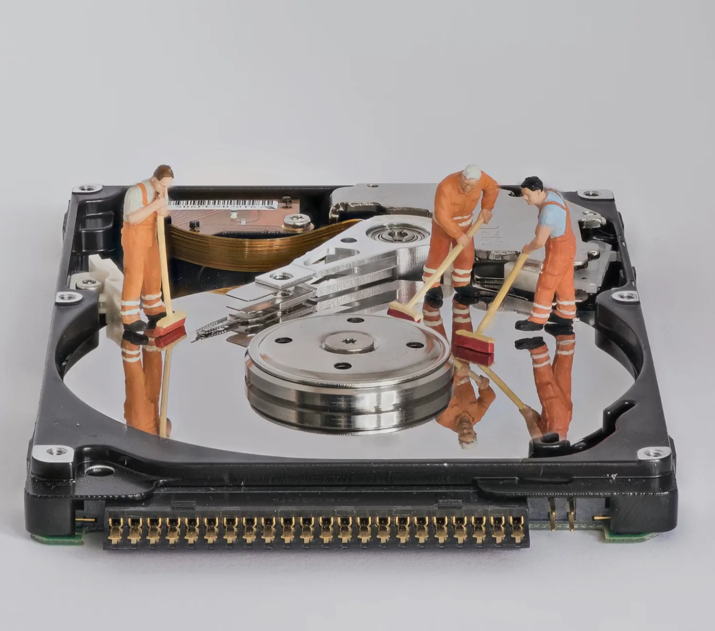 A hard drive being erased
